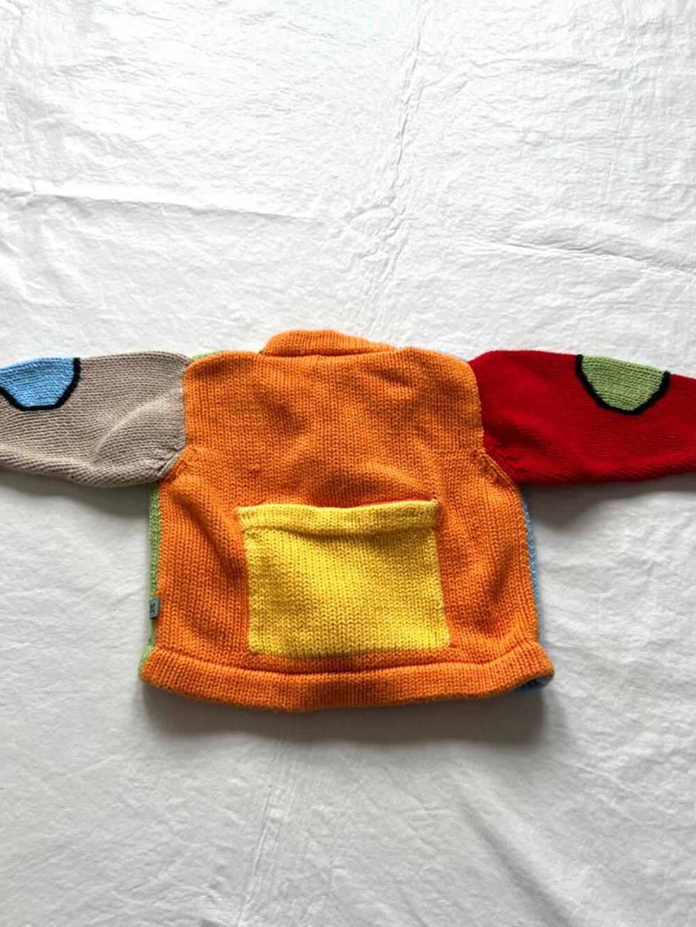 Peruvian Trading jacket cardigan sweater knit color block happy face baby zip up - Picture 2 of 8